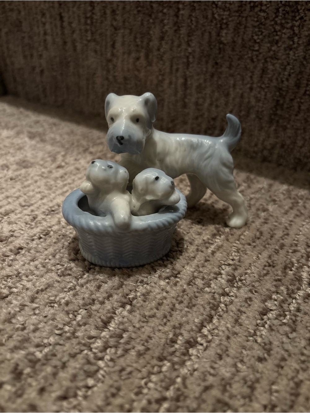 Vintage Blue Terrier Mom and Pup’s Figurine